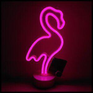 LED Neon Flamingo Décor Light - Table Lamp - Hot Pink - 12 5/8" - Battery - NWT